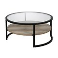 Hudson & Canal Henn & Hart CT0224 Winston Blackened Bronze & Limed Oak Round Coffee Table - 17 x 34.13 x 34.13 in. CT0224